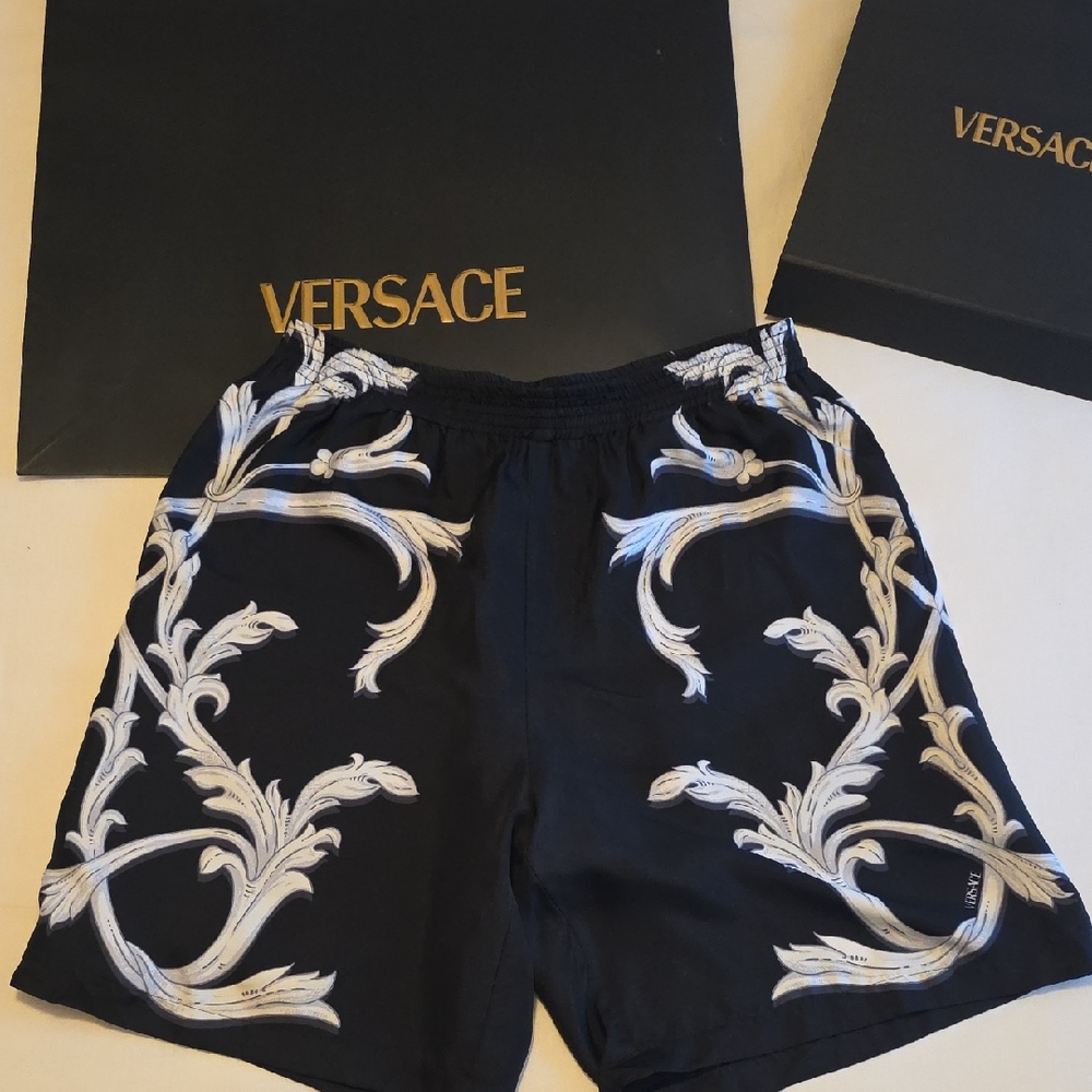 Versace Silk Barocco Shorts, 52, NWT, L